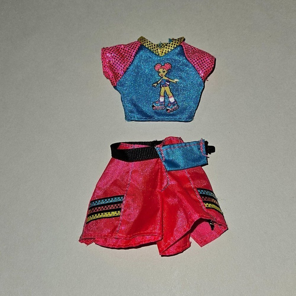 VTG Cool Skating Barbie Pink Blue Shirt Shorts With Attached Fanny Pack Outfit